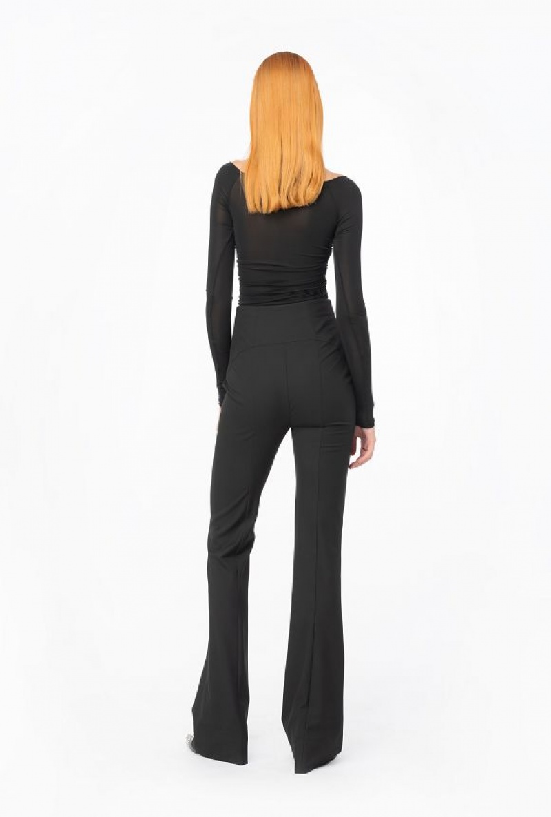 Pinko Matte Crepe Jersey Bodysuit LIMO BLACK | SN-PKO33341