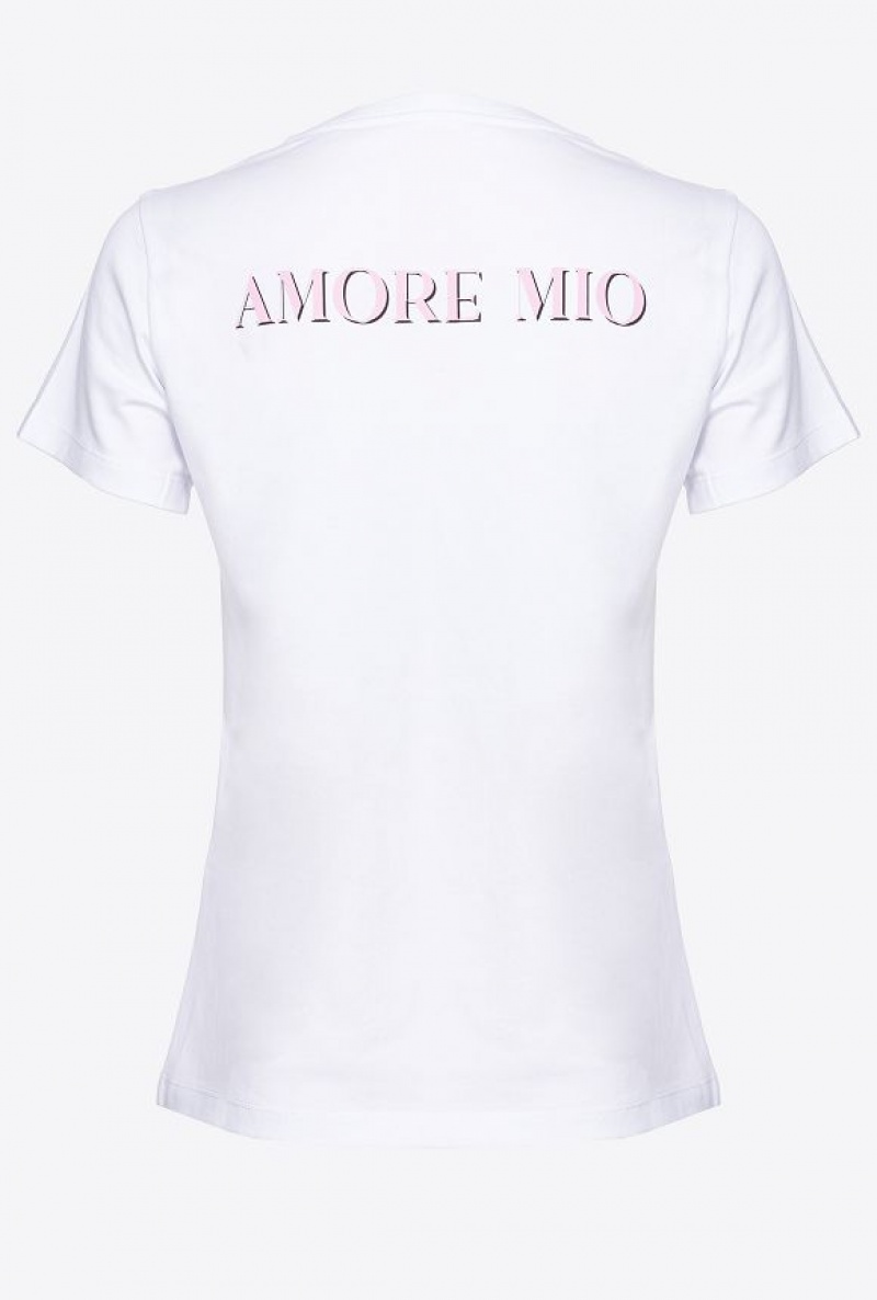 Pinko Mermaid-print T-shirt BRIGHT WHITE | SN-PKO33223