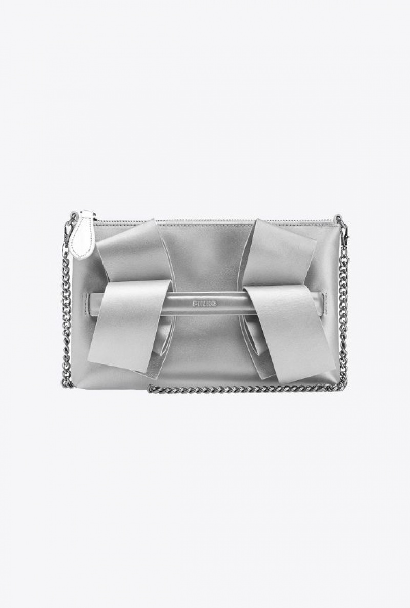 Pinko Metallic Aika Flat Bag SILVER-OLD SILVER | SN-PKO32592