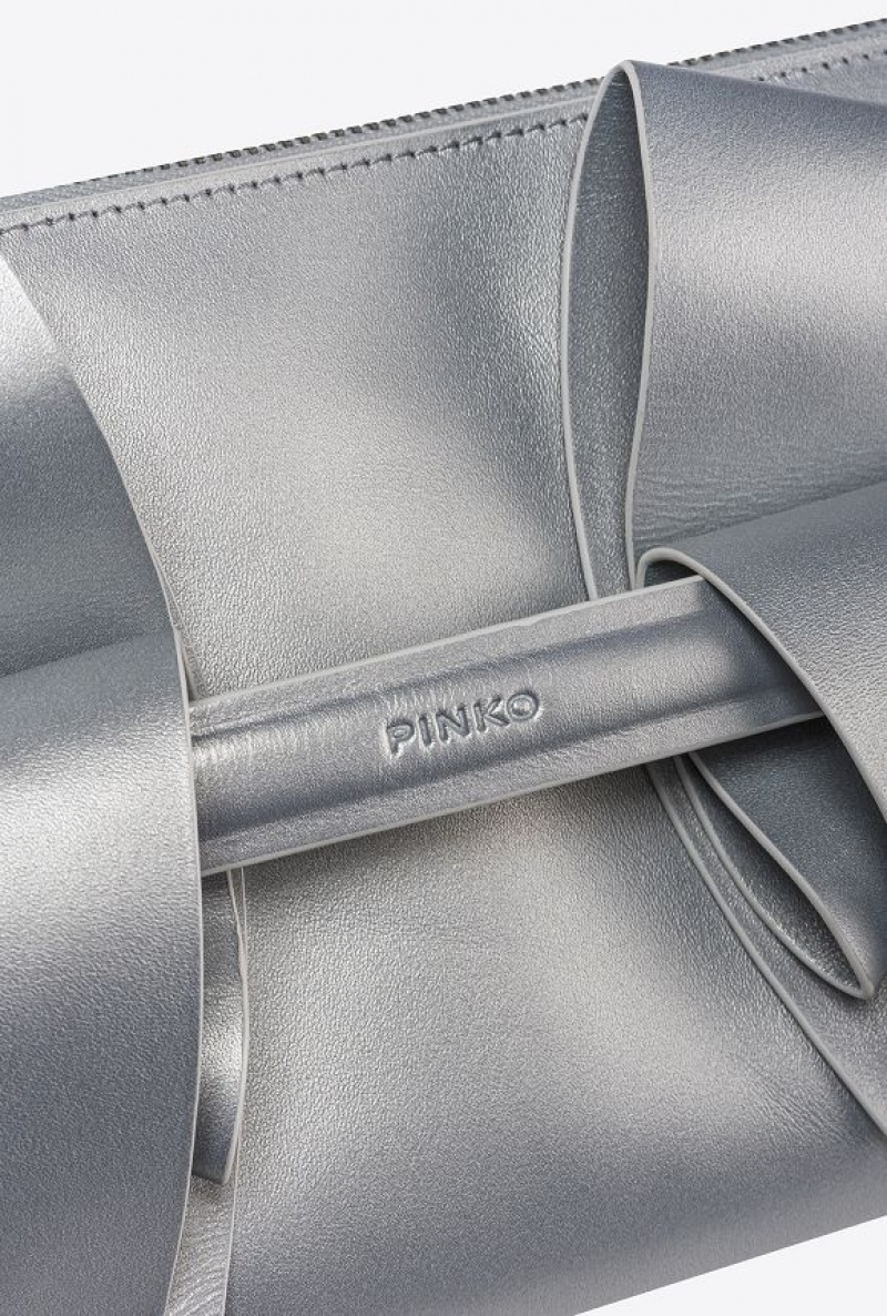 Pinko Metallic Aika Flat Bag SILVER-OLD SILVER | SN-PKO32873