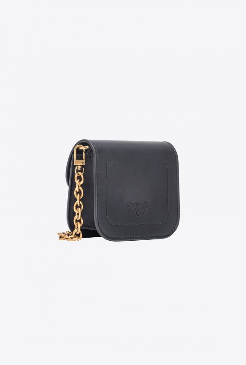 Pinko Micro Love Bag Bell In Leather BLACK-ANTIQUE GOLD | SN-PKO32438