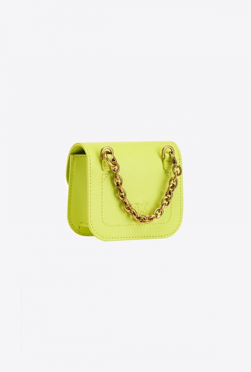 Pinko Micro Love Bag Bell In Leather CITRON YELLOW-ANTIQUE GOLD | SN-PKO32432