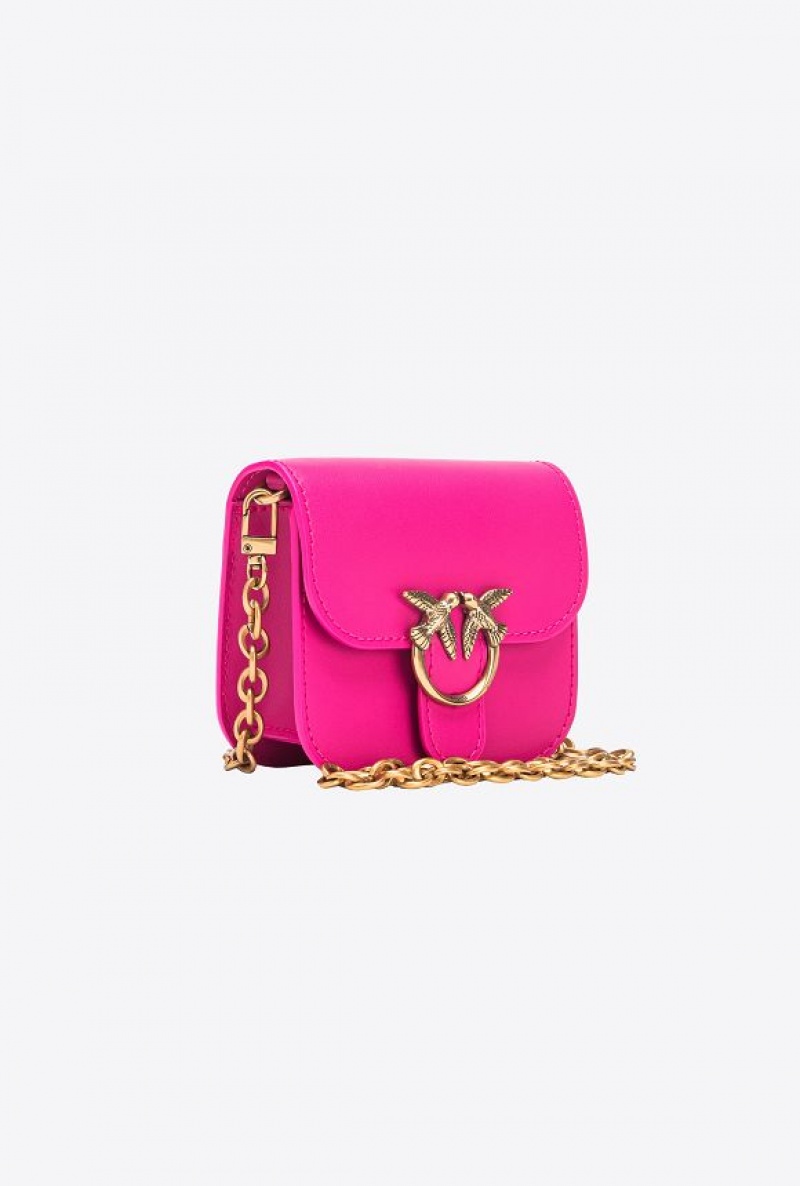 Pinko Micro Love Bag Bell In Leather PINKO PINK-ANTIQUE GOLD | SN-PKO32439