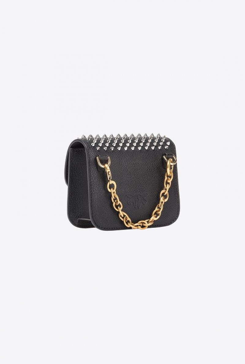 Pinko Micro Love Bag Bell With Studs LIMO BLACK-SHINY NICKEL | SN-PKO32441