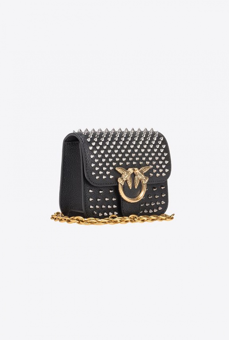 Pinko Micro Love Bag Bell With Studs LIMO BLACK-SHINY NICKEL | SN-PKO32441