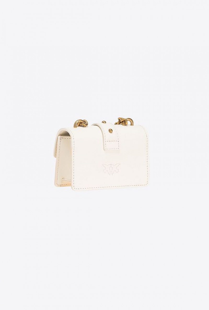 Pinko Micro Love Bag One Simply WHITE+WHITE-ANTIQUE GOLD | SN-PKO34319