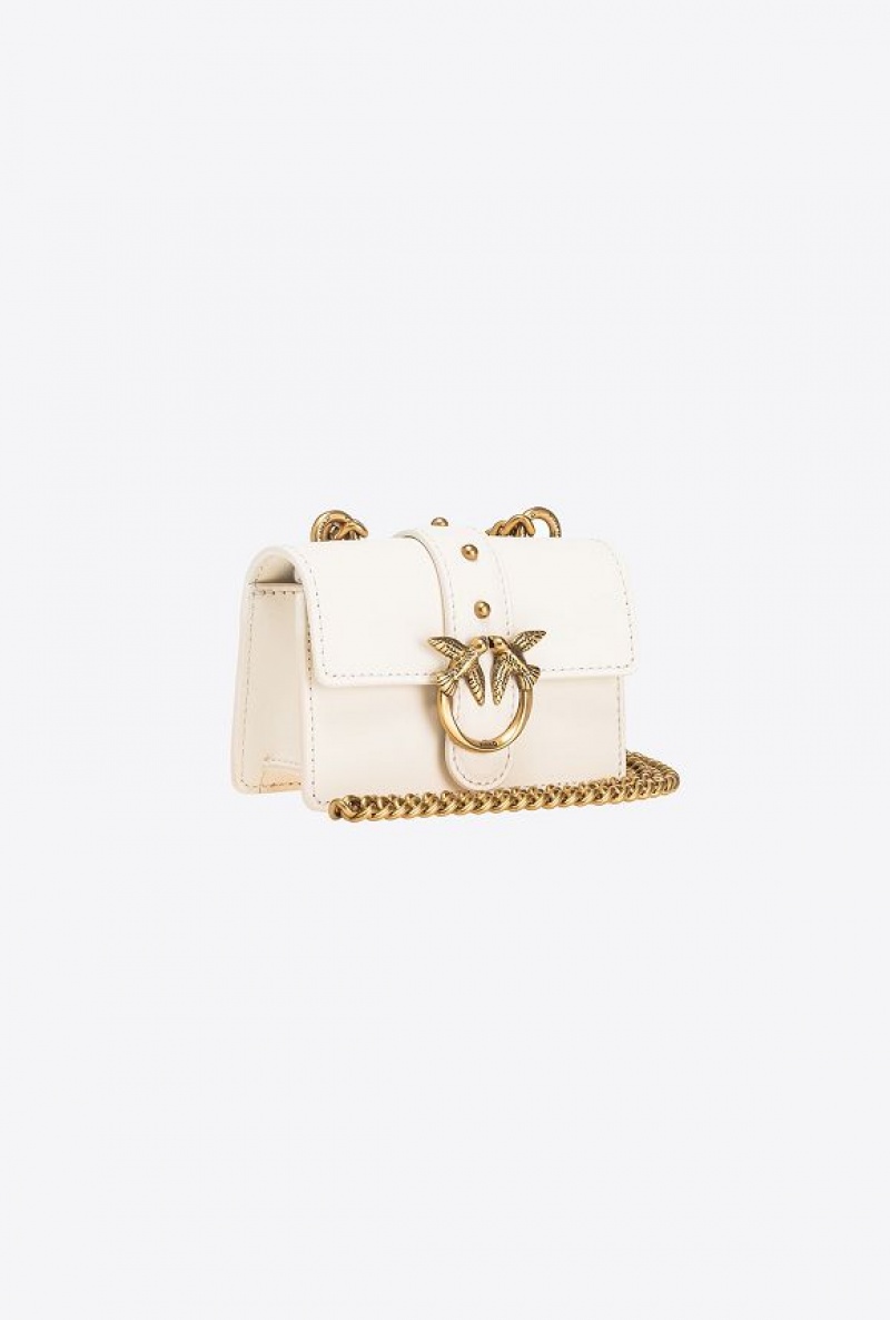 Pinko Micro Love Bag One Simply WHITE+WHITE-ANTIQUE GOLD | SN-PKO32383