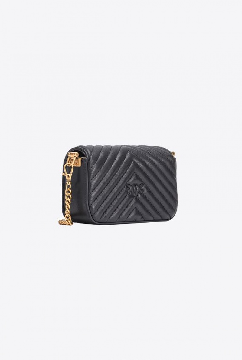 Pinko Micro Love Bag Click Chevron BLACK-ANTIQUE GOLD | SN-PKO32473