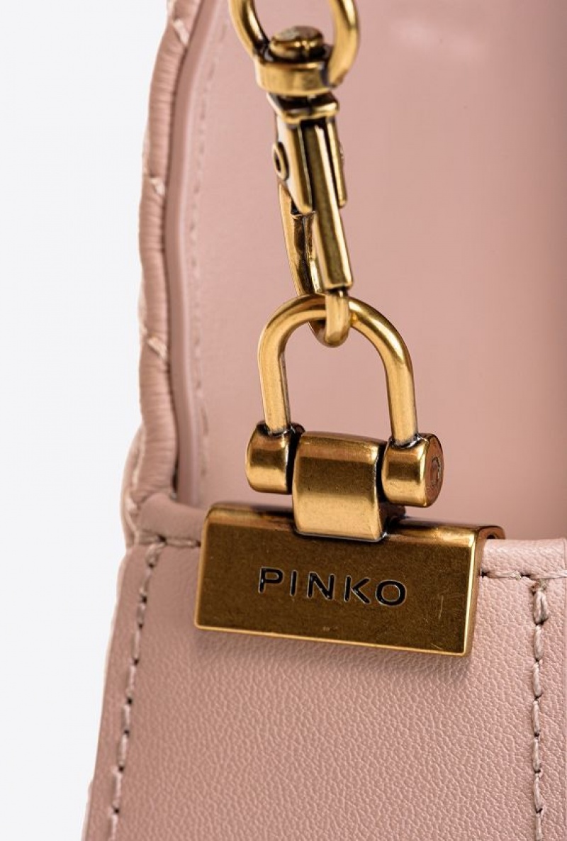 Pinko Micro Love Bag Click Chevron PINK/DUSTY PINK-ANTIQUE GOLD | SN-PKO32472