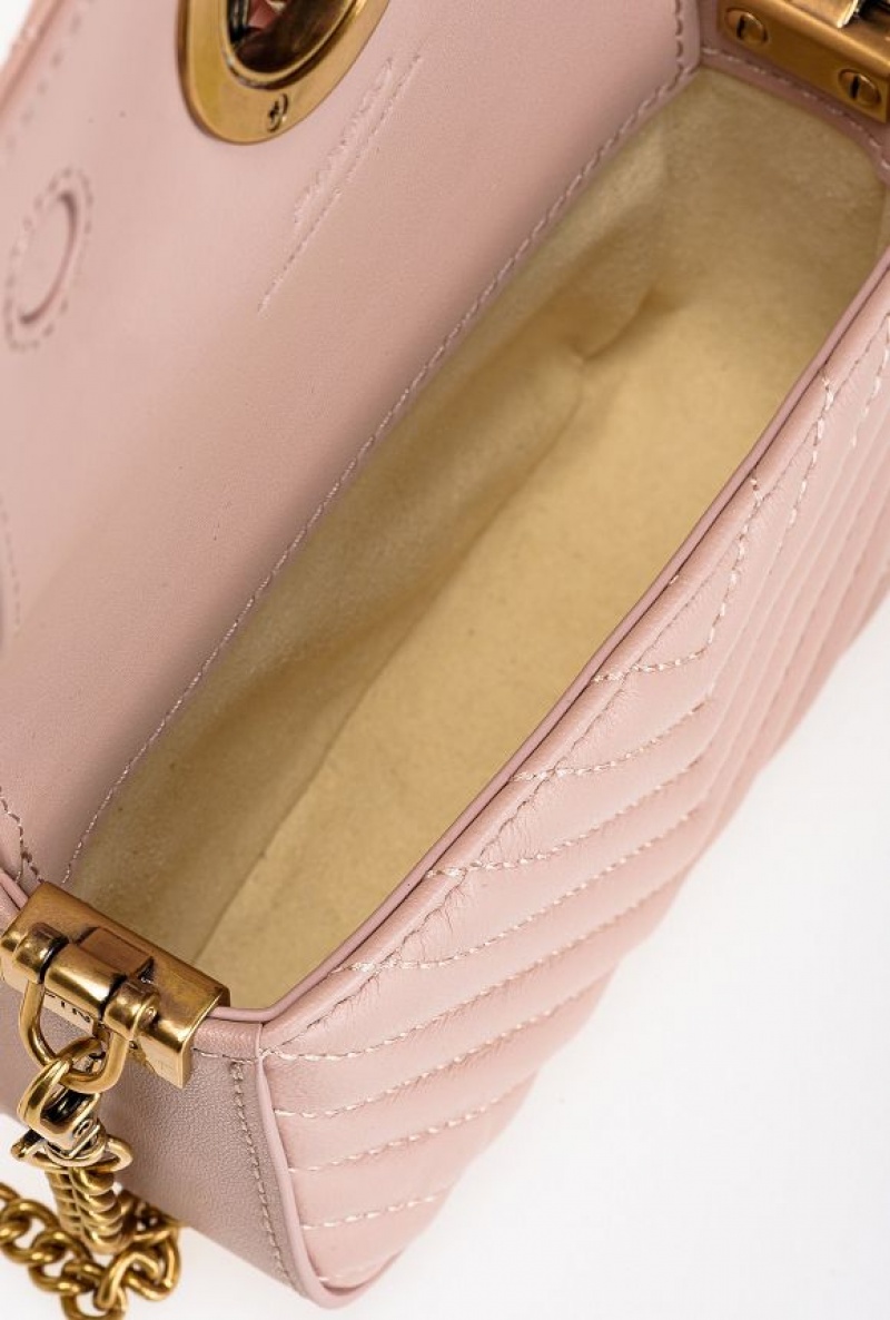 Pinko Micro Love Bag Click Chevron PINK/DUSTY PINK-ANTIQUE GOLD | SN-PKO32472