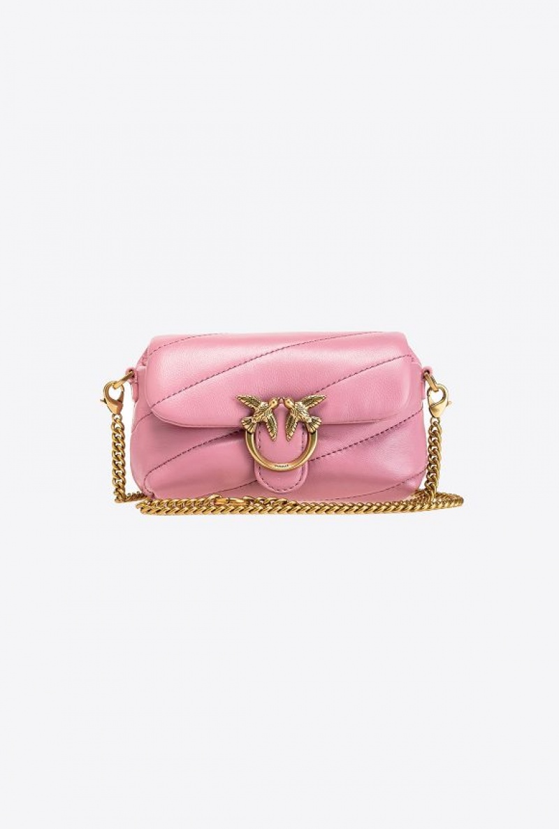 Pinko Micro Love Bag Puff Maxi Quilt BLUSH PINK-ANTIQUE GOLD | SN-PKO34316