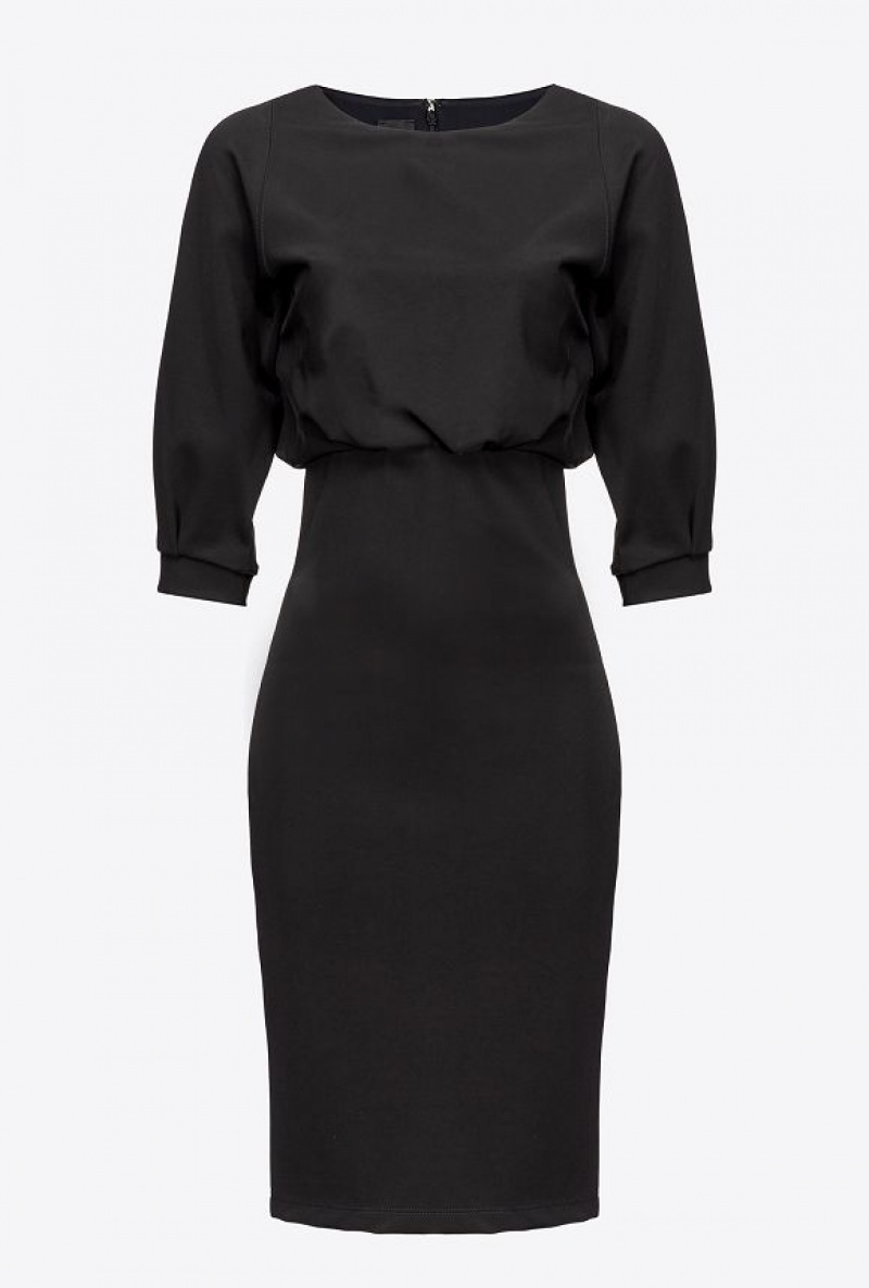 Pinko Midi Dress With Sheath Skirt LIMO BLACK | SN-PKO33002