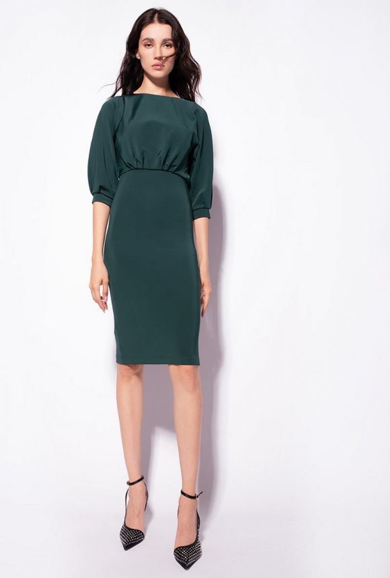 Pinko Midi Dress With Sheath Skirt PONDEROSA GREEN | SN-PKO32990