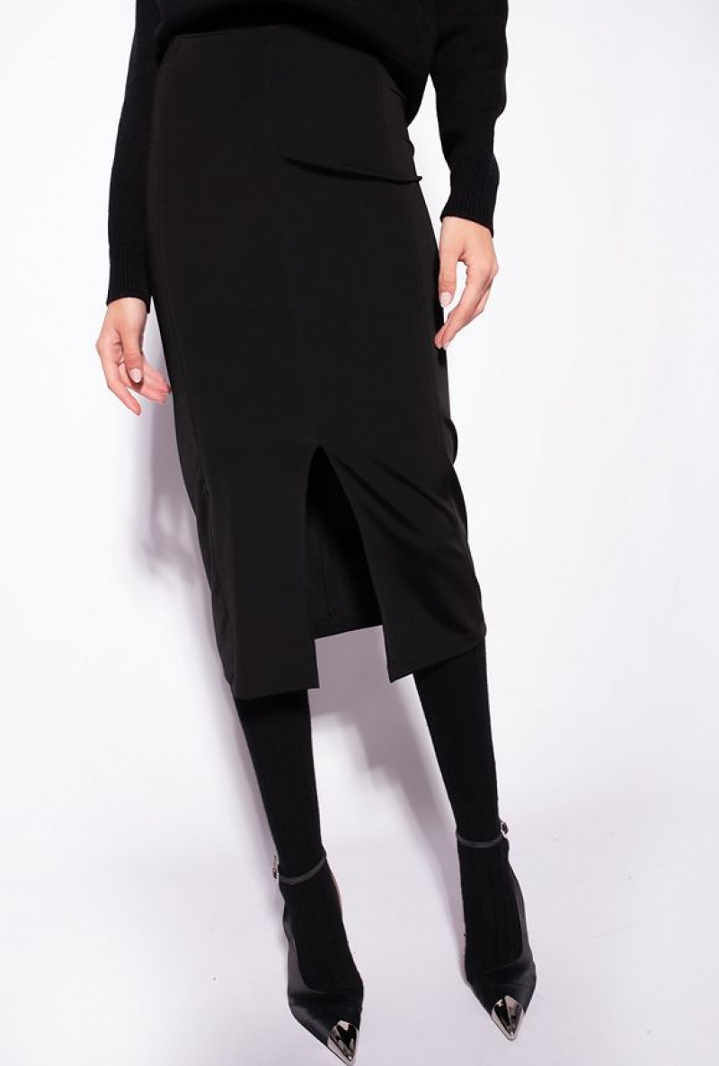 Pinko Midi Skirt With Slit LIMO BLACK | SN-PKO34048