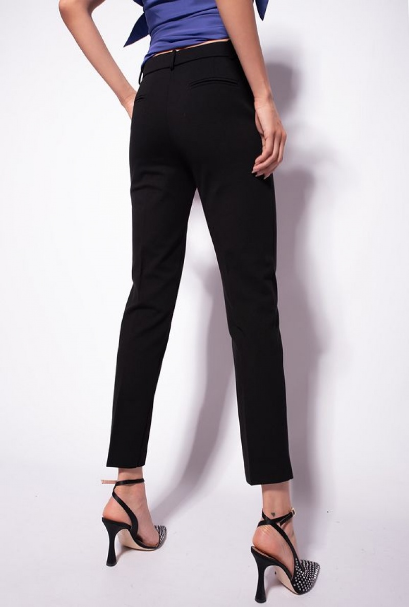 Pinko Milano-knit Cigarette Trousers LIMO BLACK | SN-PKO33698