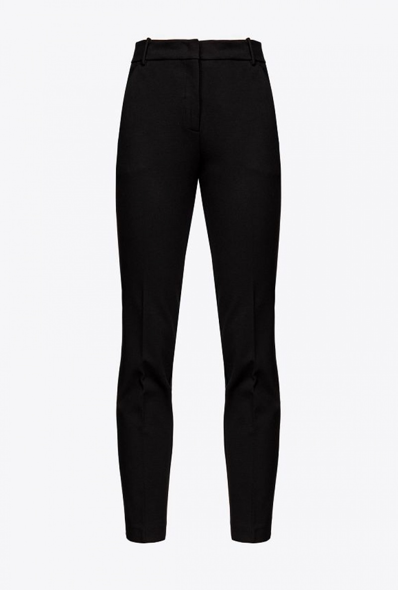 Pinko Milano-knit Cigarette Trousers LIMO BLACK | SN-PKO33698