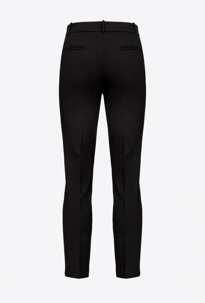 Pinko Milano-knit Cigarette Trousers LIMO BLACK | SN-PKO33698