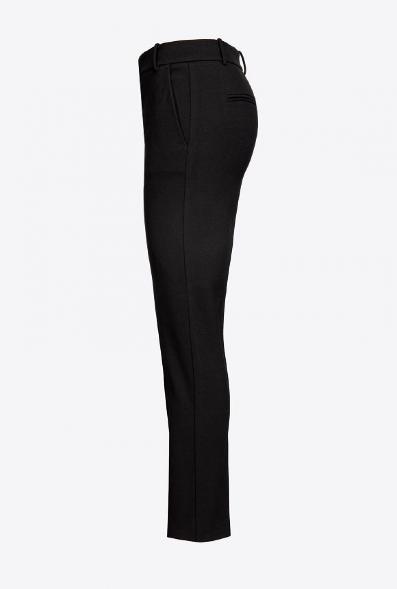 Pinko Milano-knit Cigarette Trousers LIMO BLACK | SN-PKO33698