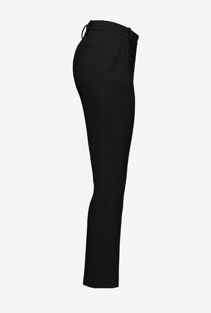 Pinko Milano-knit Cigarette Trousers LIMO BLACK | SN-PKO33713