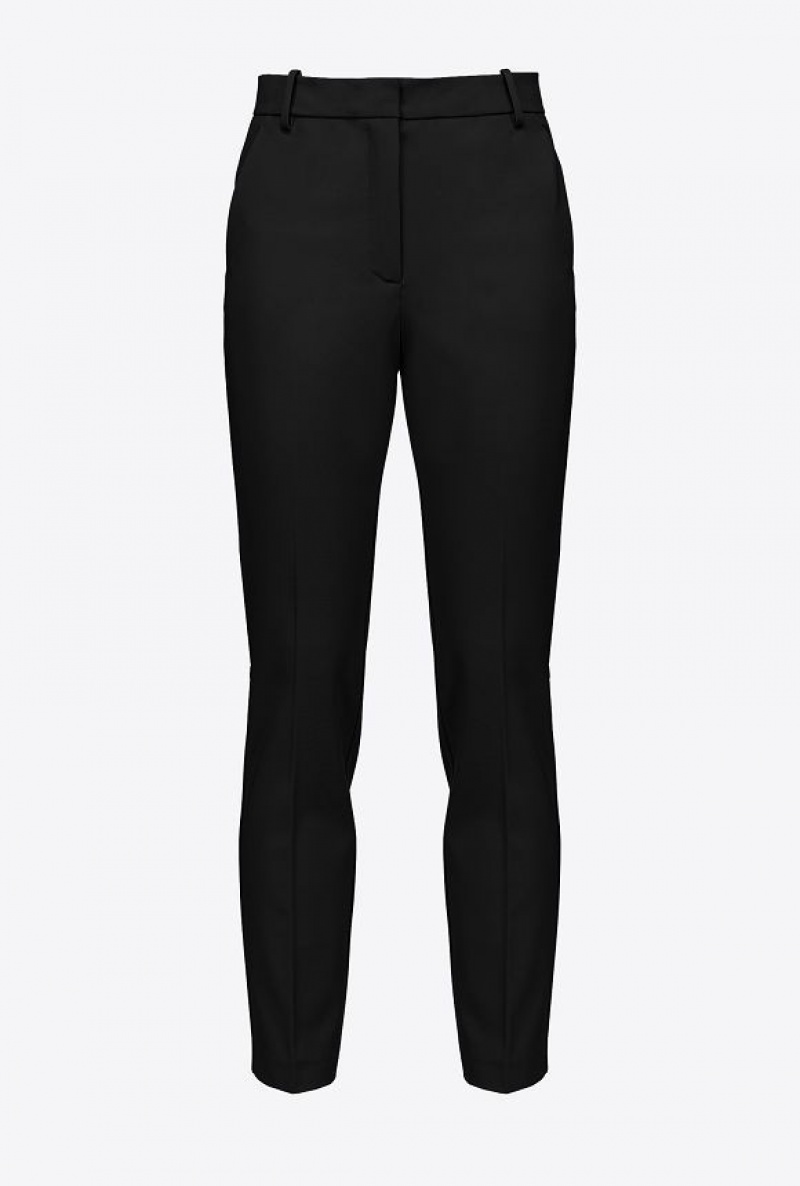 Pinko Milano-knit Cigarette Trousers LIMO BLACK | SN-PKO33713