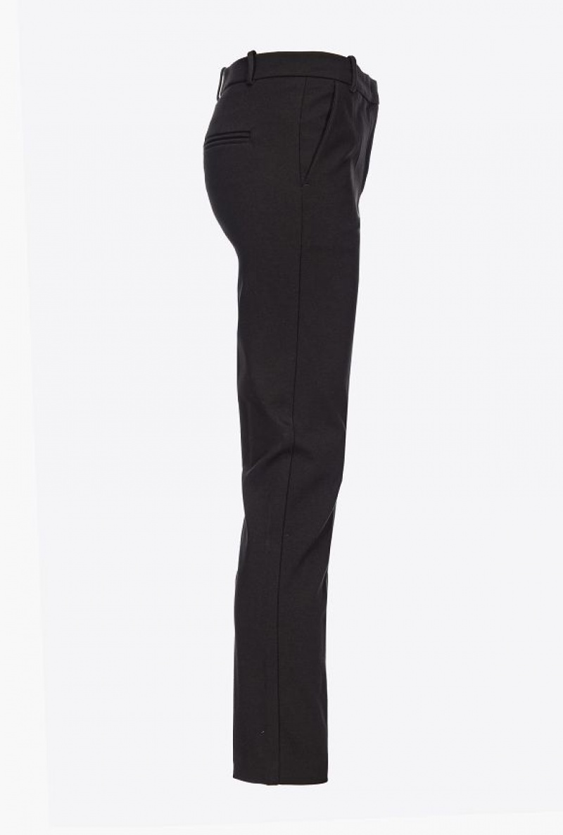 Pinko Milano-knit Cigarette Trousers LIMO BLACK | SN-PKO33730