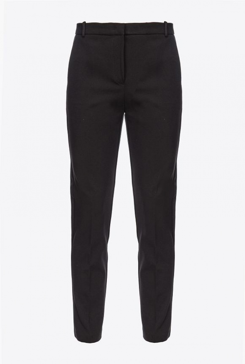 Pinko Milano-knit Cigarette Trousers LIMO BLACK | SN-PKO33928