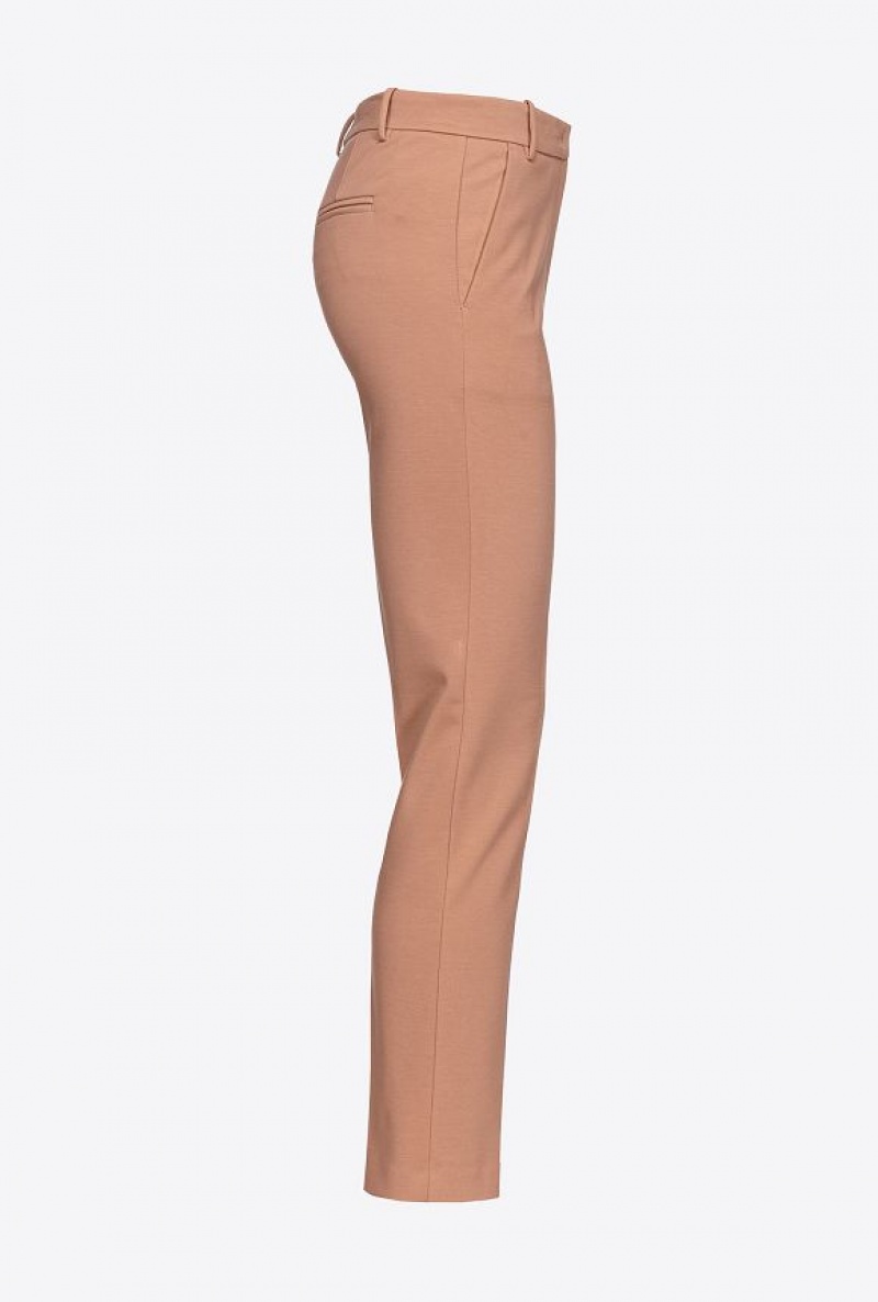 Pinko Milano-knit Cigarette Trousers MOCHA MOUSSE | SN-PKO33765