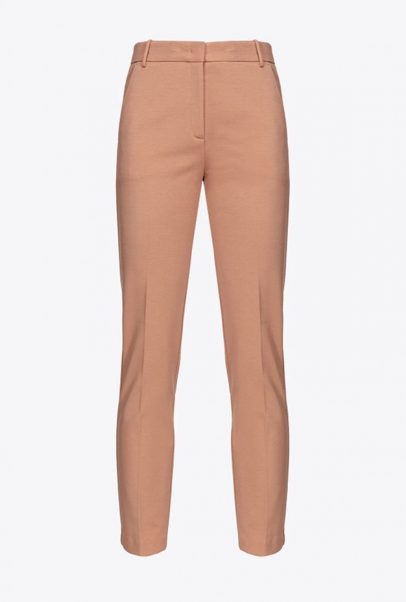 Pinko Milano-knit Cigarette Trousers MOCHA MOUSSE | SN-PKO33896