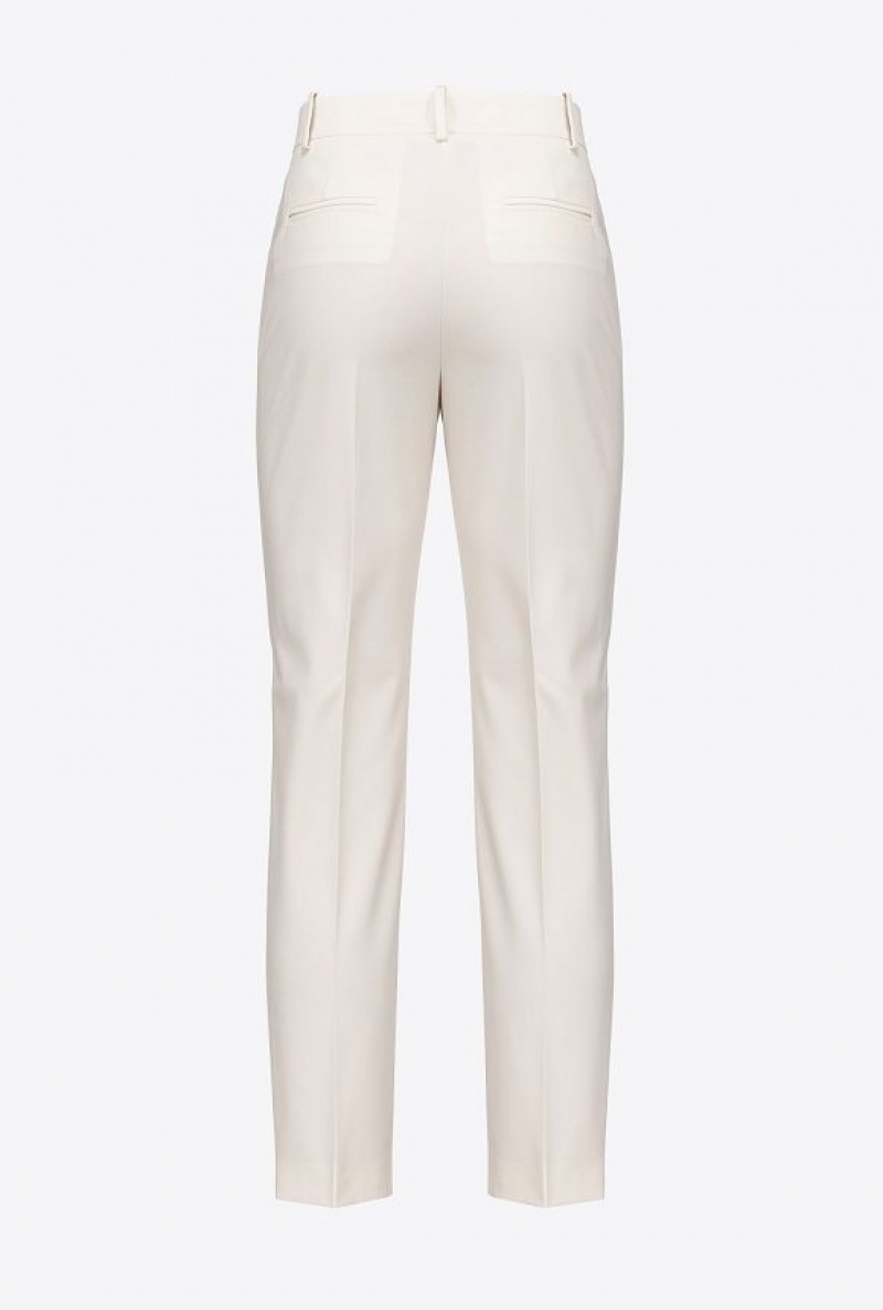 Pinko Milano-knit Cigarette Trousers PINK SMOKE WHITE | SN-PKO33695