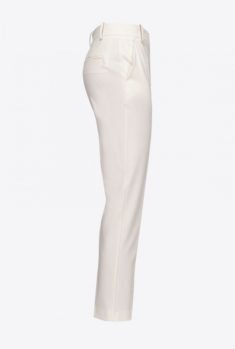 Pinko Milano-knit Cigarette Trousers PINK SMOKE WHITE | SN-PKO33695