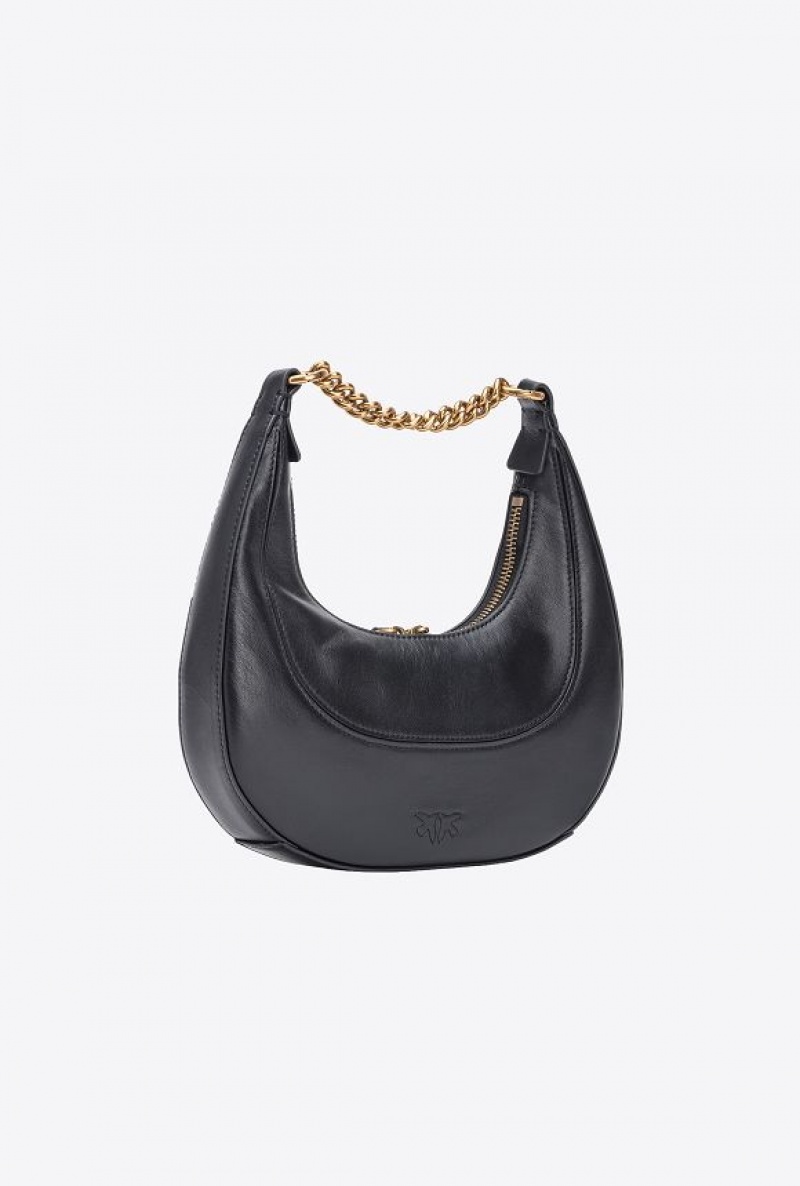 Pinko Mini Brioche Bag Hobo BLACK-ANTIQUE GOLD | SN-PKO32595