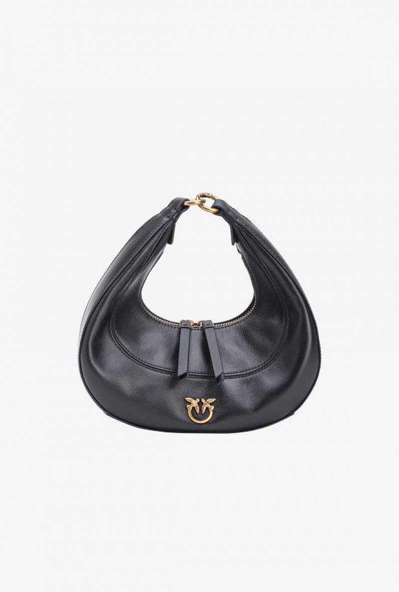 Pinko Mini Brioche Bag Hobo BLACK-ANTIQUE GOLD | SN-PKO32734