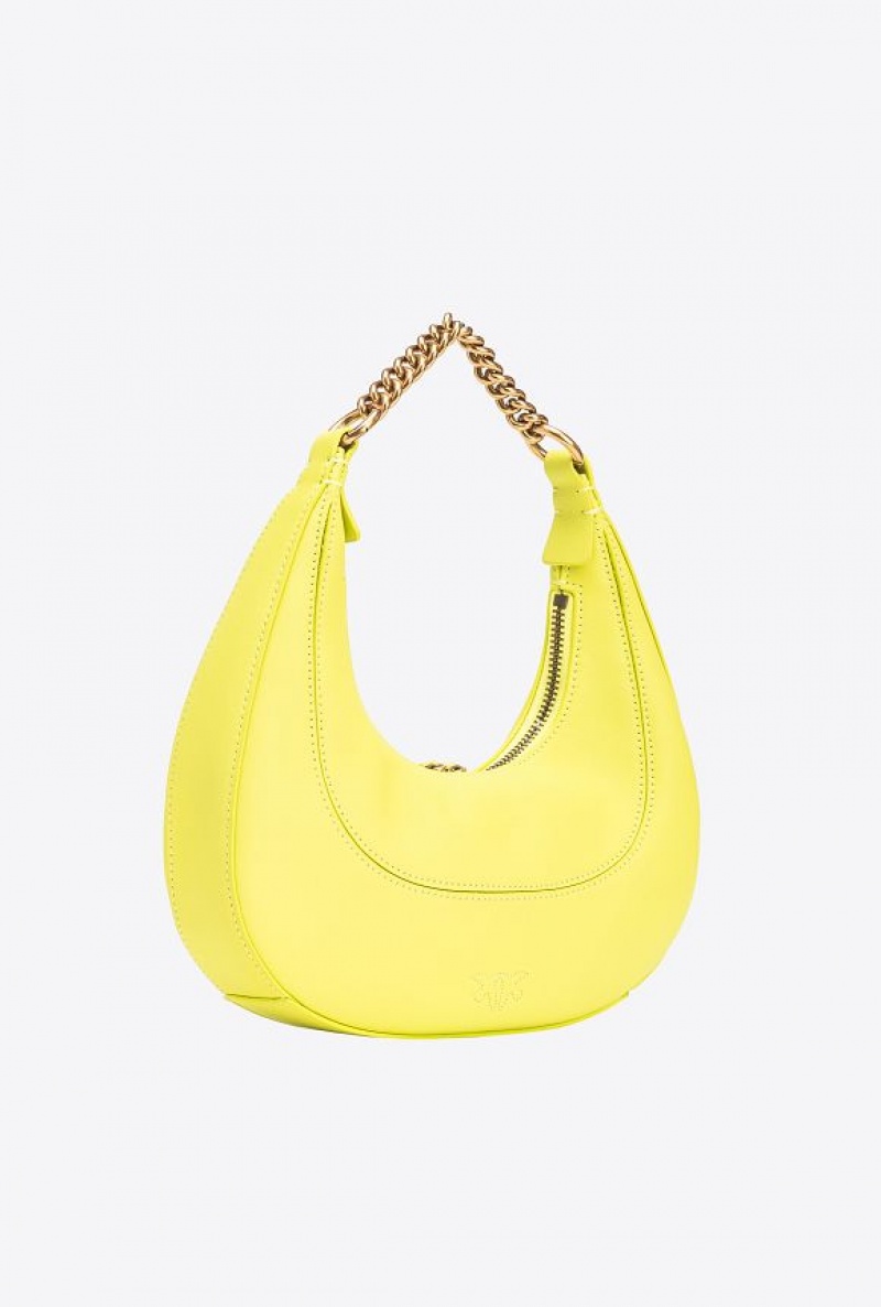 Pinko Mini Brioche Bag Hobo CITRON YELLOW-ANTIQUE GOLD | SN-PKO32594