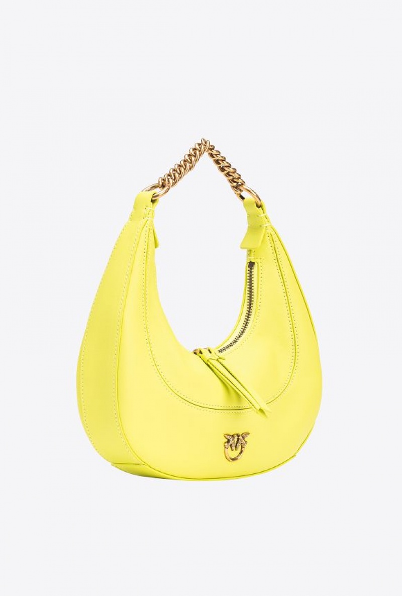 Pinko Mini Brioche Bag Hobo CITRON YELLOW-ANTIQUE GOLD | SN-PKO32594