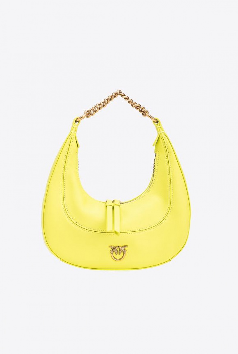 Pinko Mini Brioche Bag Hobo CITRON YELLOW-ANTIQUE GOLD | SN-PKO32731