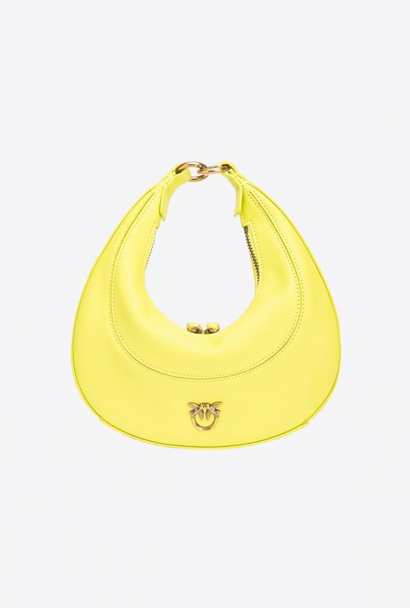 Pinko Mini Brioche Bag Hobo CITRON YELLOW-ANTIQUE GOLD | SN-PKO32868