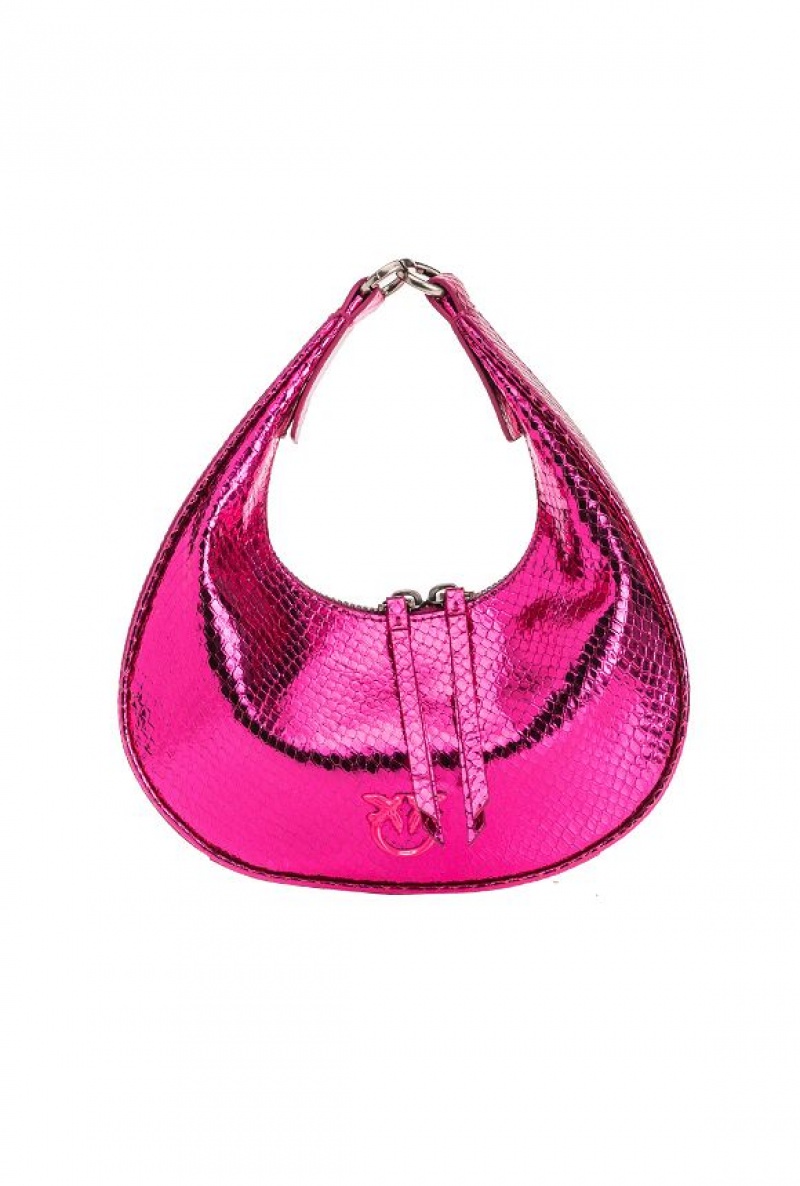 Pinko Mini Brioche Bag Hobo PINKO PINK-OLD SILVER | SN-PKO32717