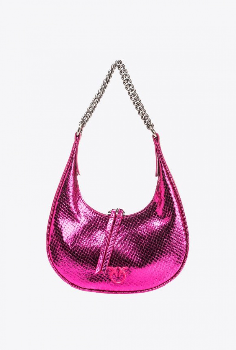 Pinko Mini Brioche Bag Hobo PINKO PINK-OLD SILVER | SN-PKO32812