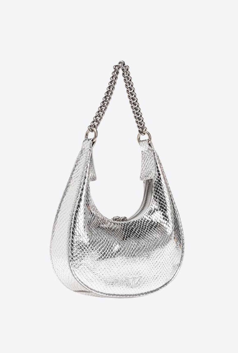 Pinko Mini Brioche Bag Hobo SILVER-OLD SILVER | SN-PKO32596