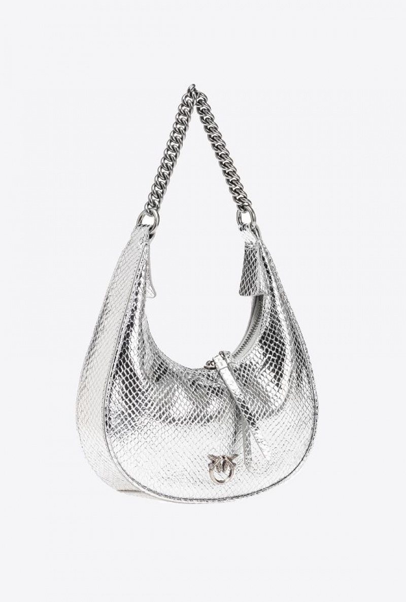 Pinko Mini Brioche Bag Hobo SILVER-OLD SILVER | SN-PKO32596