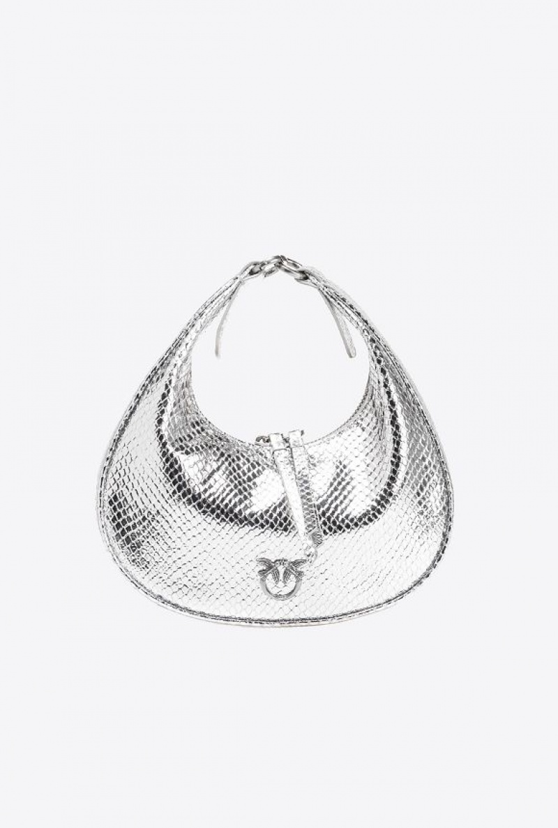 Pinko Mini Brioche Bag Hobo SILVER-OLD SILVER | SN-PKO32596