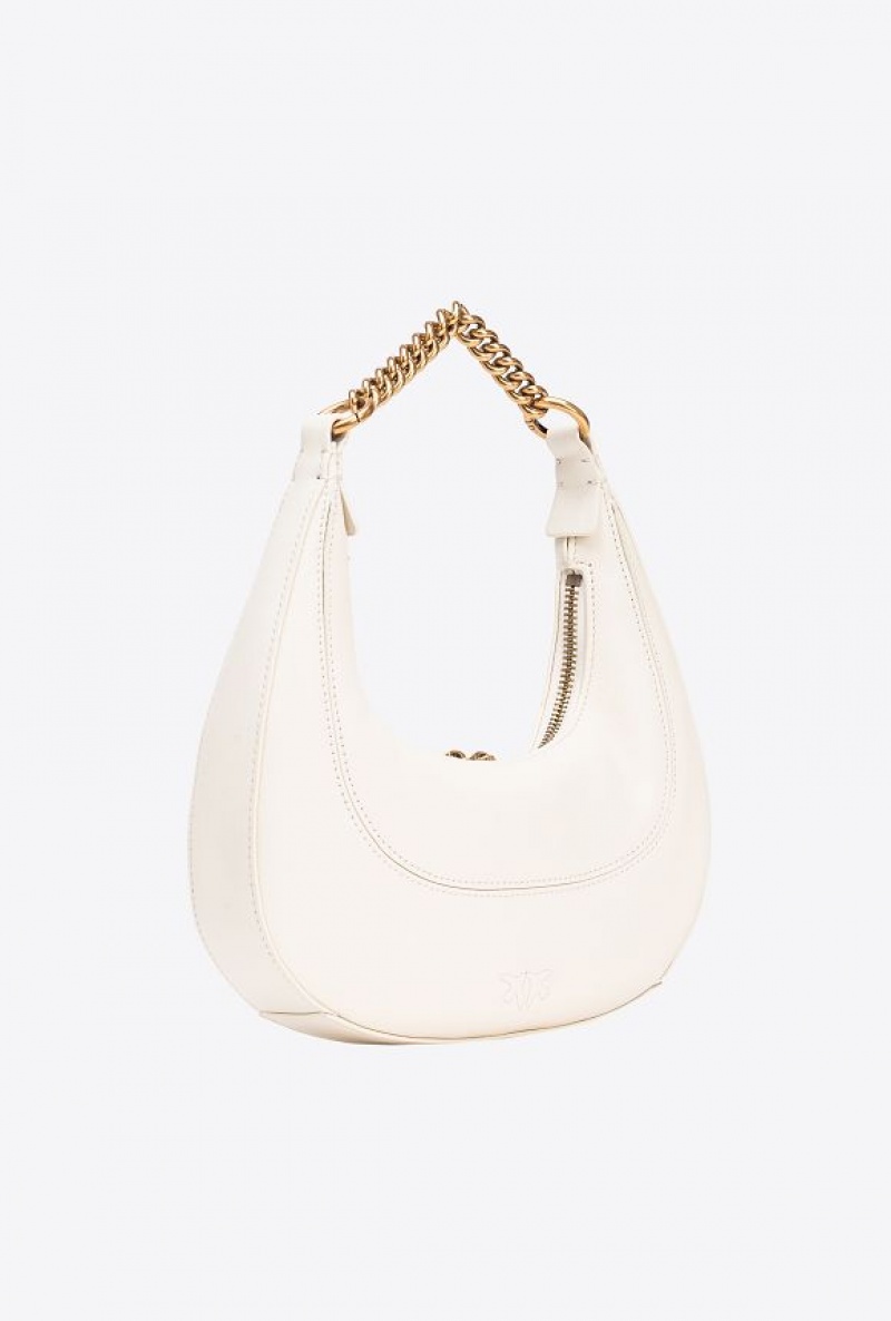 Pinko Mini Brioche Bag Hobo WHITE+WHITE-ANTIQUE GOLD | SN-PKO32580