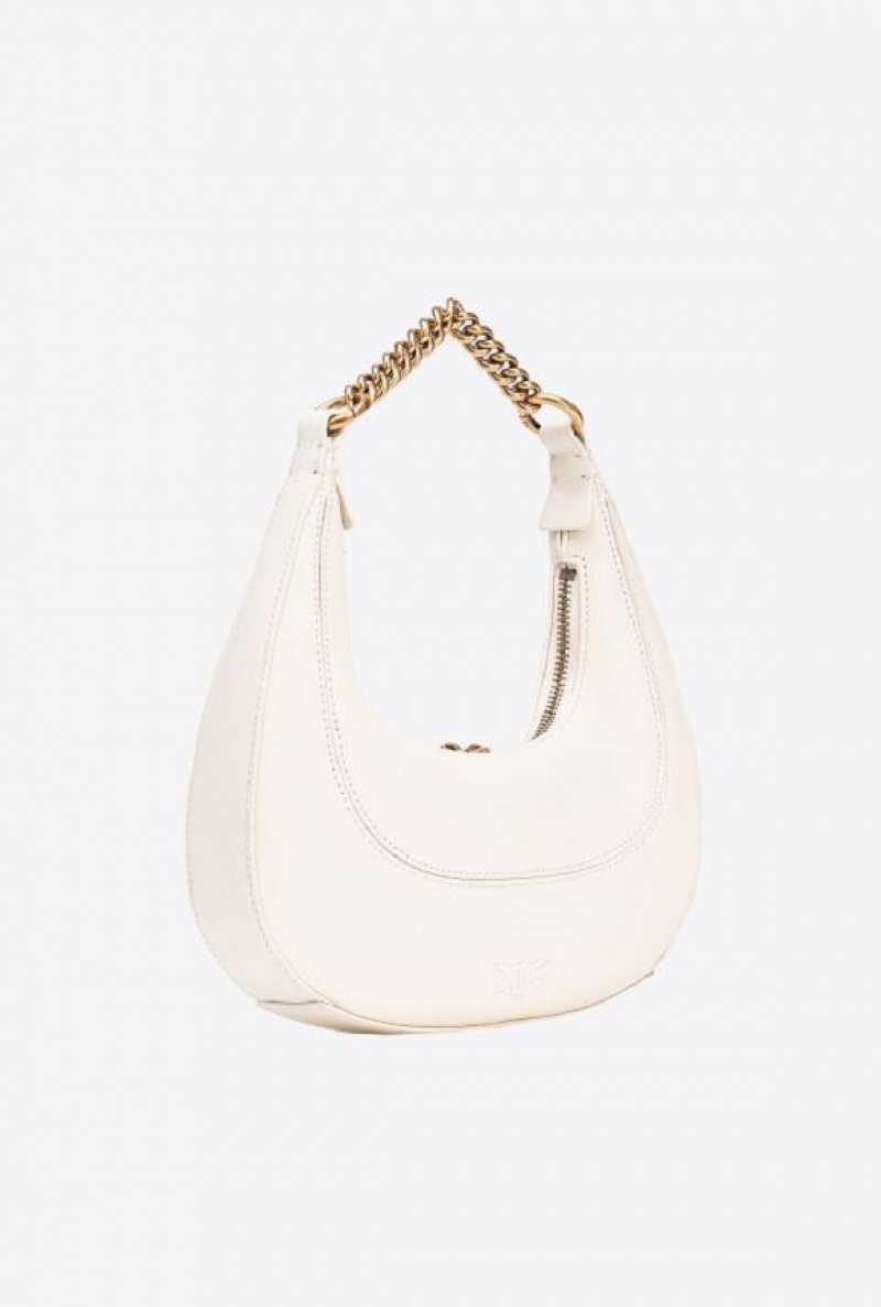 Pinko Mini Brioche Bag Hobo WHITE+WHITE-ANTIQUE GOLD | SN-PKO32805