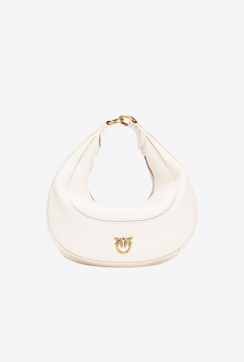 Pinko Mini Brioche Bag Hobo WHITE+WHITE-ANTIQUE GOLD | SN-PKO32854