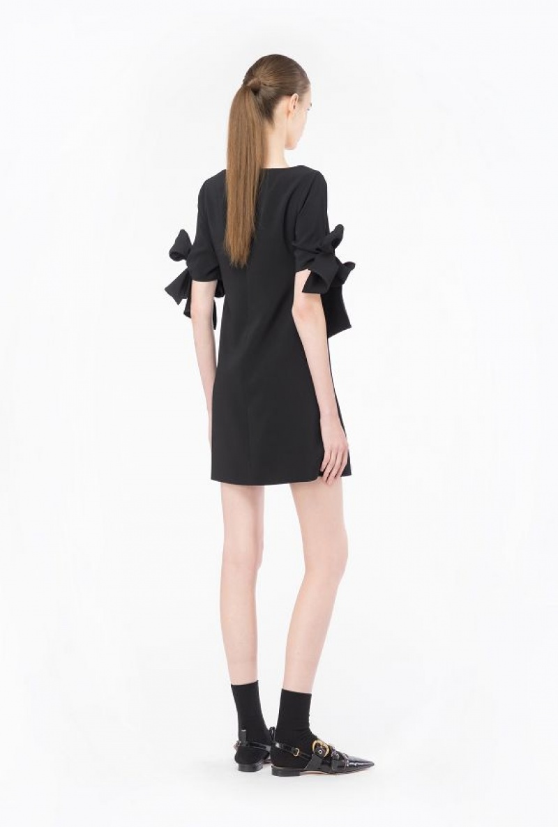 Pinko Mini Dress With Bow On The Sleeves LIMO BLACK | SN-PKO32981