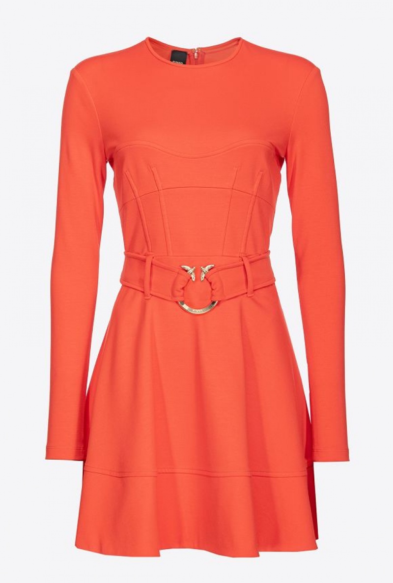 Pinko Mini Dress With Piercing Belt SURIMI ORANGE | SN-PKO33111