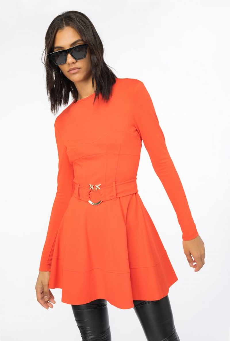 Pinko Mini Dress With Piercing Belt SURIMI ORANGE | SN-PKO33111