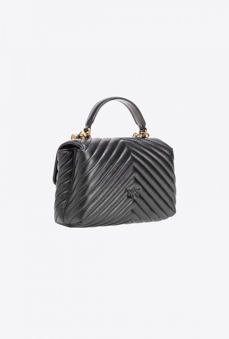 Pinko Mini Lady Love Bag Puff Chevron BLACK-ANTIQUE GOLD | SN-PKO32626