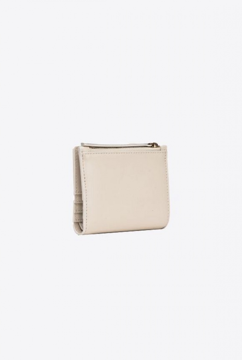 Pinko Mini Leather Wallet WHITE+WHITE-ANTIQUE GOLD | SN-PKO34269