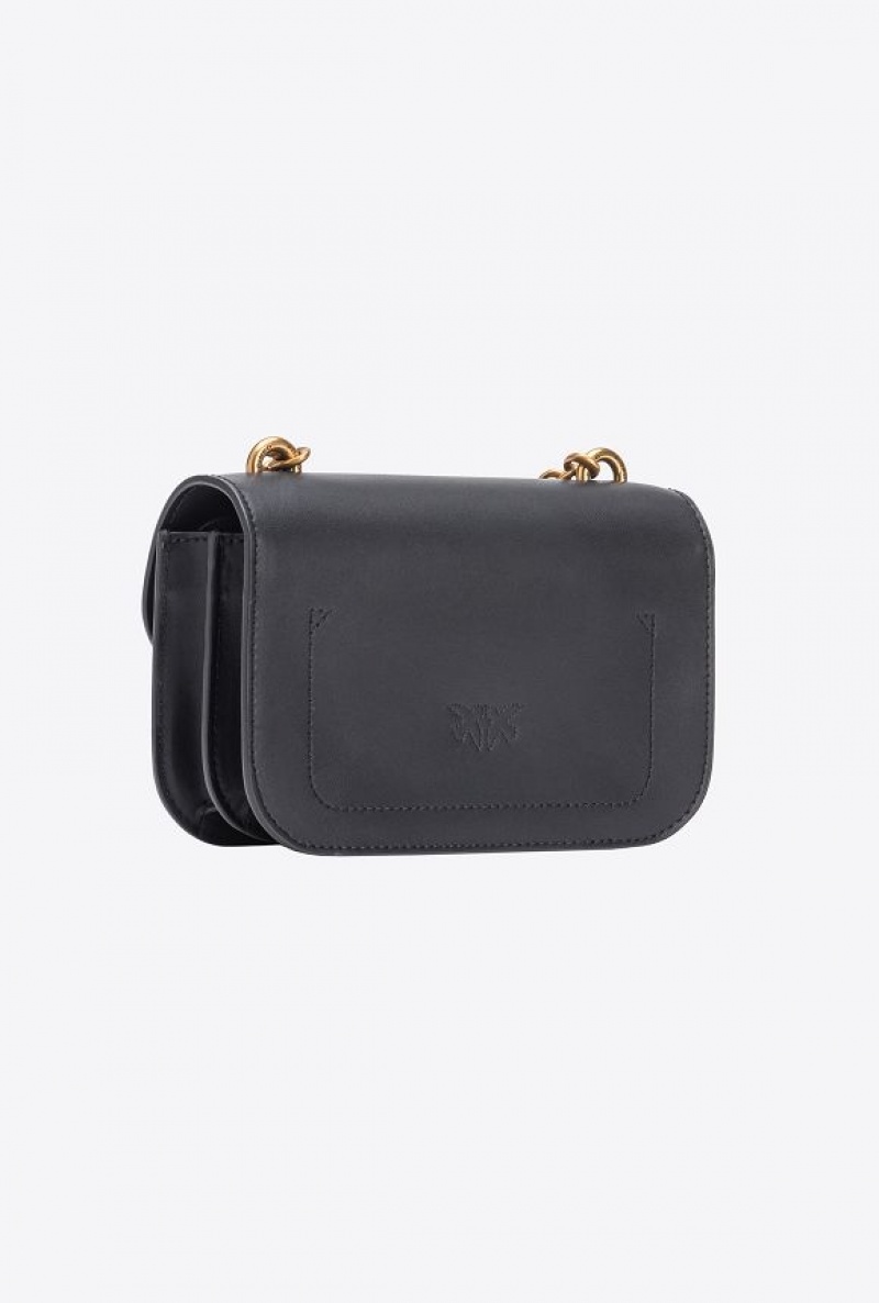 Pinko Mini Love Bag Bell In Leather BLACK-ANTIQUE GOLD | SN-PKO32684